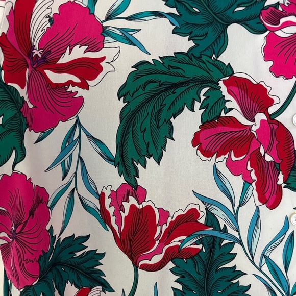 Tommy Bahama “Baroque Blooms” Blouse Silk Floral Button-Up M - Picture 7 of 14